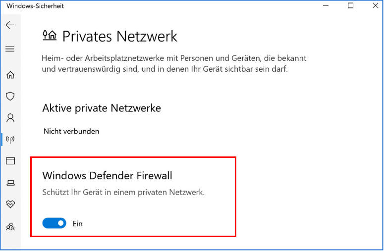 Windows Defender Firewall aktivieren Schritt 3