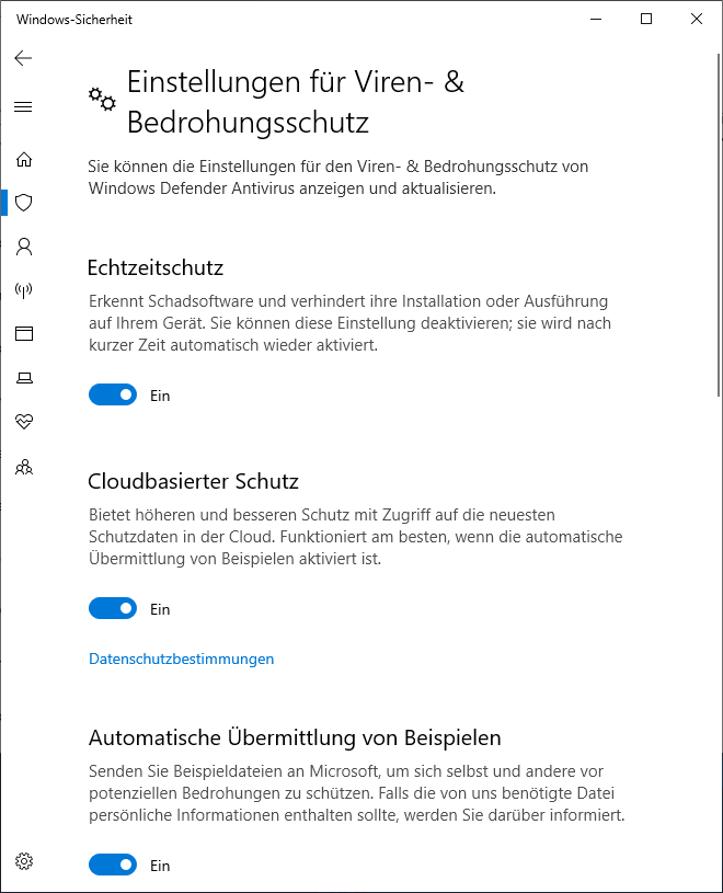 Windows Defender starten und den Computer scannen