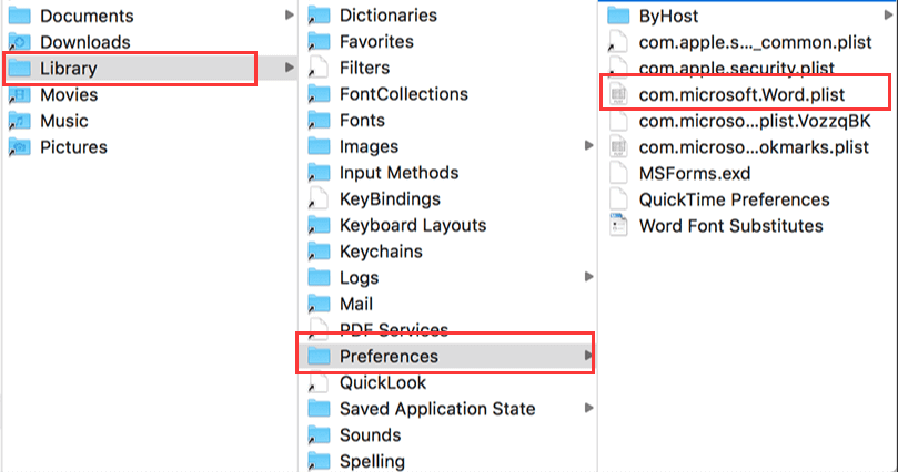 com.microsoft.Word.plist auf den Desktop verschieben