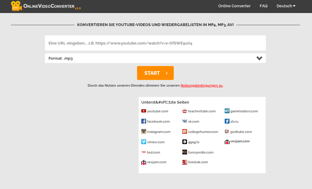 Youtube Audio durch ein Online-Tool konvertieren und herunterladen
