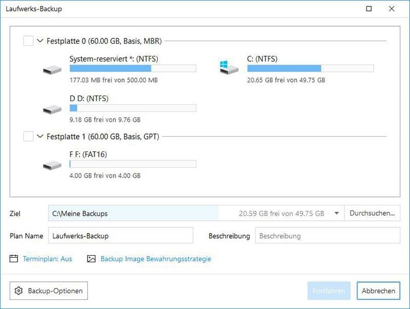 Laufwerk Backup mit EaseUS Todo Backup