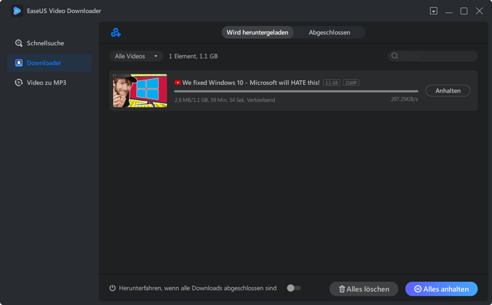 Video herunterladen mit EaseUS 4K Video Downloader Alternative - 4