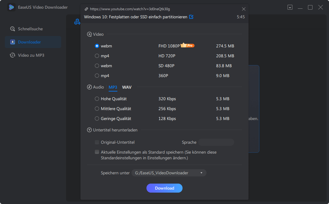 YouTube in MP3 in hoher Qualität konverteiren - Schritt 3