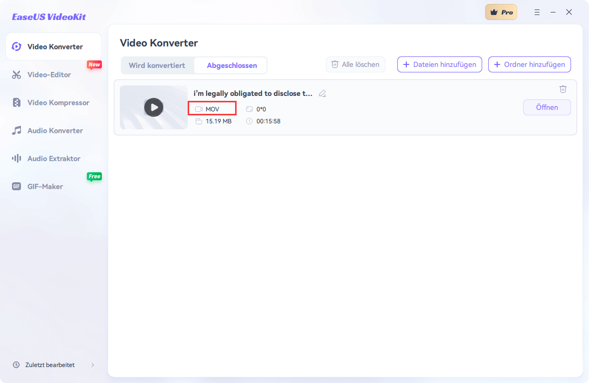Konvertierte Videos anschauen
