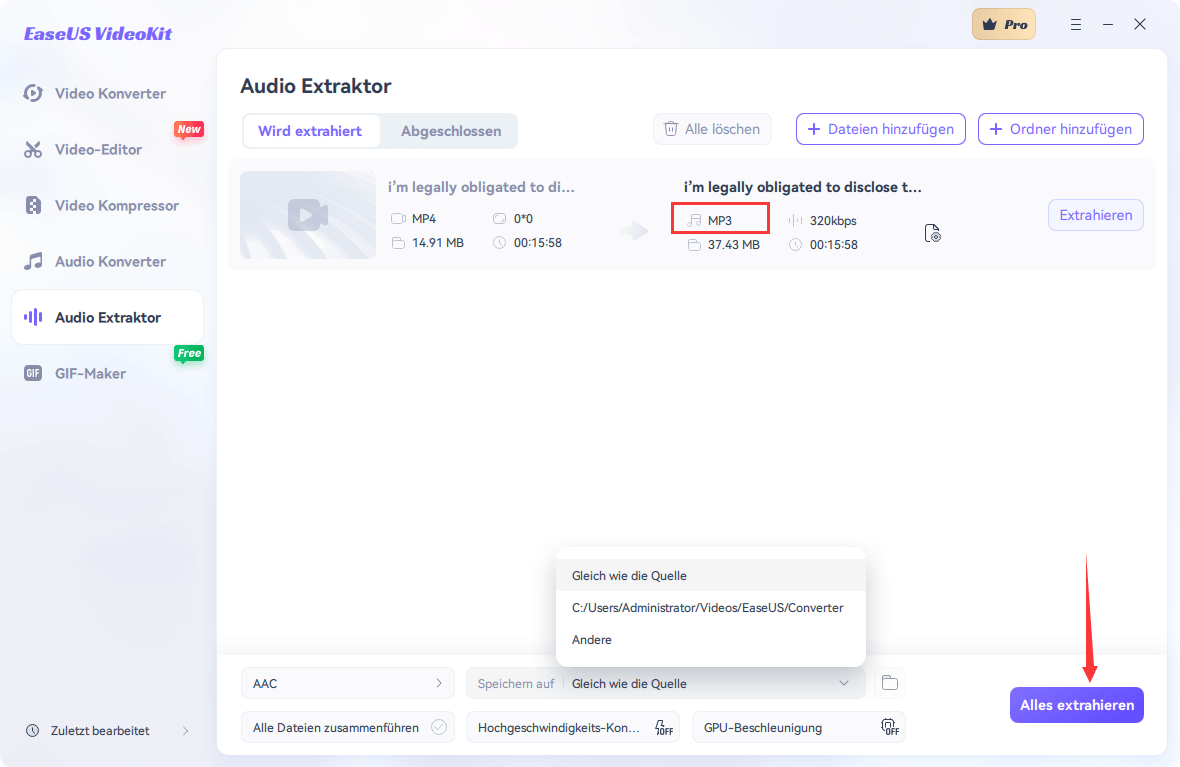 Video zu MP3 konvertieren