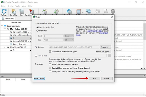 Wählen Sie den Scan aus