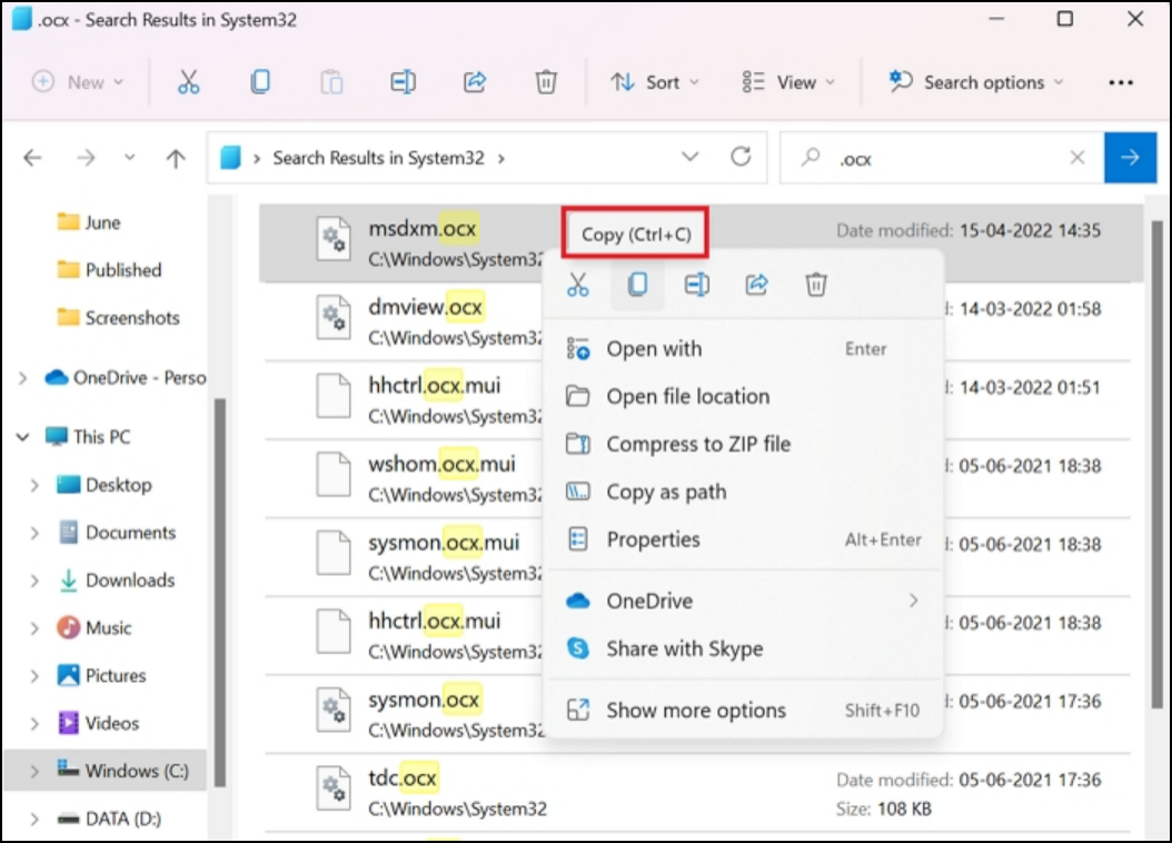 Kopieren Sie die DLL-Datei in den Ordner syswow64