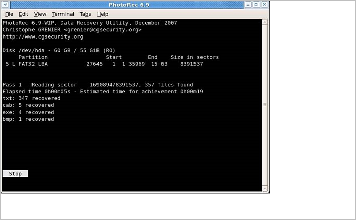 Der Datenwiederherstellungsprozess wurde gestartet