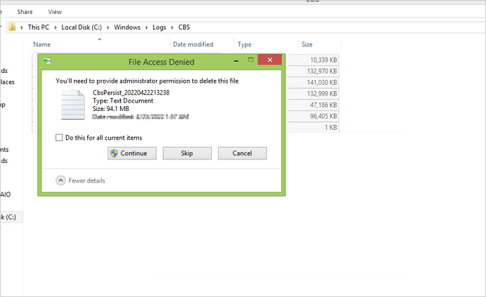 Fehlercode 0x800f0954 beheben - Bereinigen Sie die CBS-Protokolle-1
