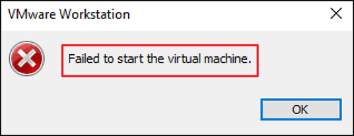 Starten der VMware fehlgeschlagen