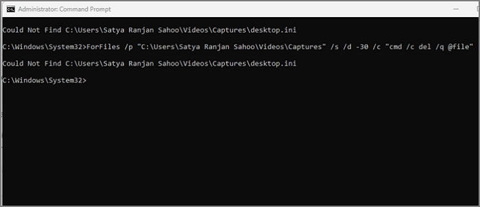 Geben Sie ForFile-Befehle ein, um Dateien zu löschen, die älter als x Tage sind
