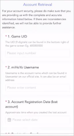 Gneshin Impact Kontoabruf