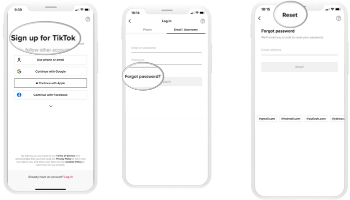 Vergessenes Passwort von TikTok wiederherstellen
