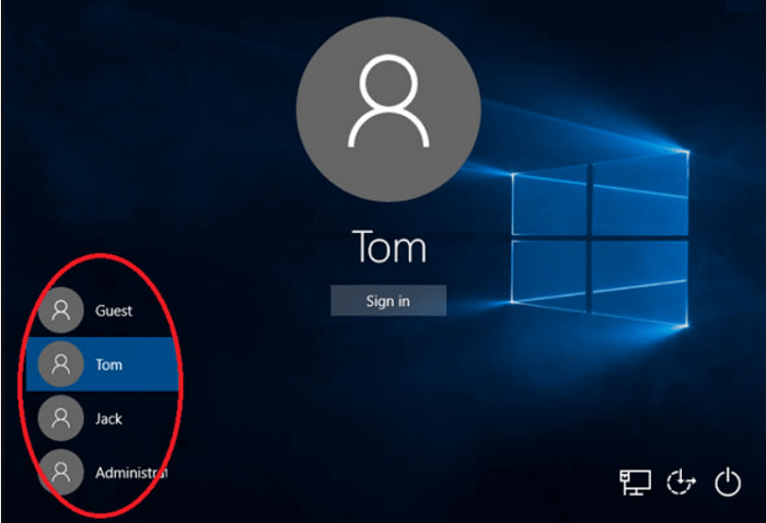 Administratorkonto wählen