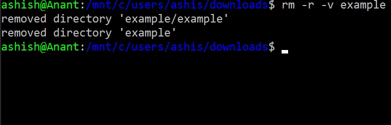 entfernen Sie das Verzeichnis mit rm -6