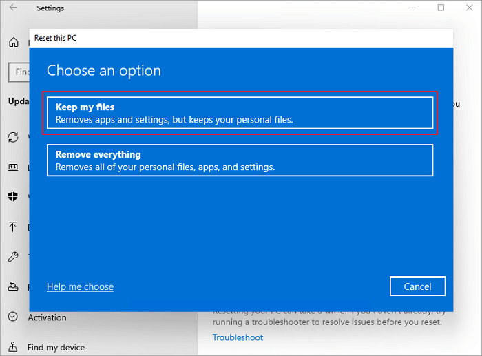 Windows OS zurücksetzen