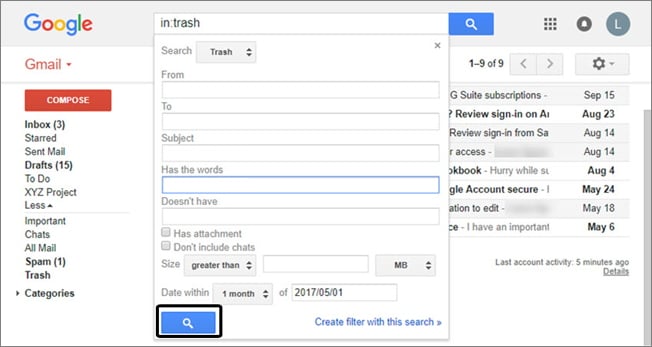 Gelöschte Emails aus Gmail Server wiederherstellen