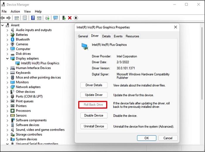Setzen Sie Ihren Treiber zurück