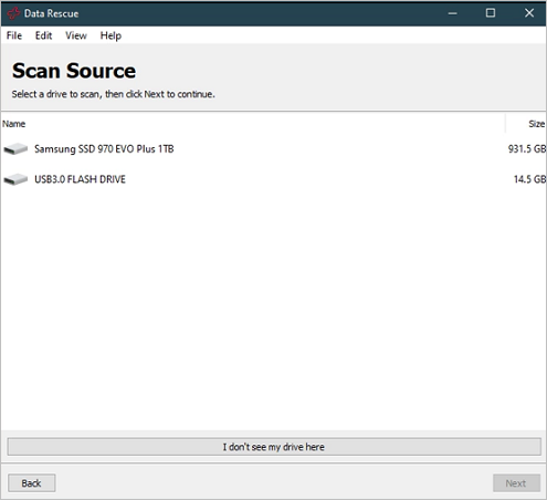 Wählen Sie ein Laufwerk aus
