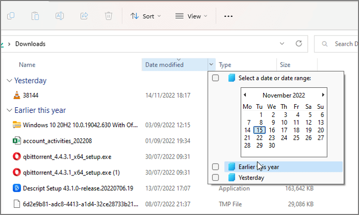 Dateien im Windows Datei-Explorer nach Datum sortieren