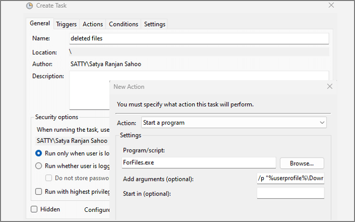 Dateien, die älter als x Tage sind, automatisch mitTask Scheduler löschen