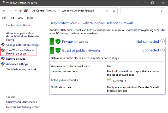 Firewall deaktivieren