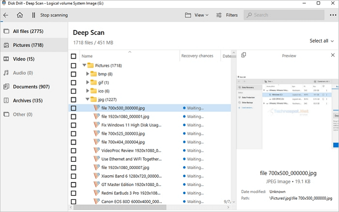 Wiederherstellung von Disk Drill-Dateien