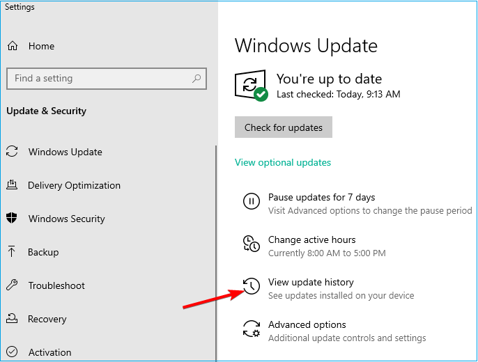 Aktualisierungshistorie anzeigen