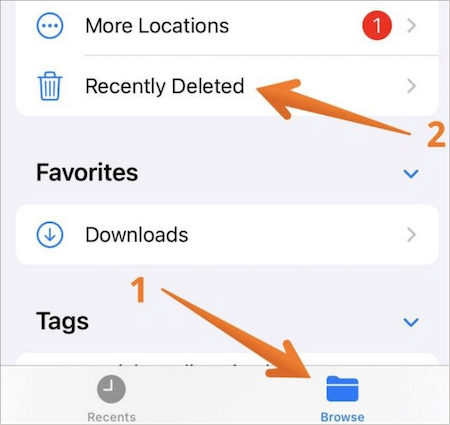 Kürzlich gelöschte Dateien