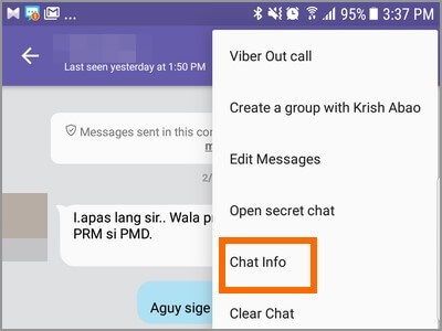 Wählen Sie Chat-Informationen auf Android