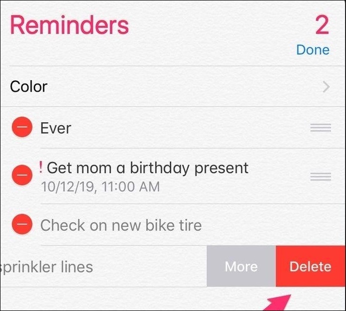 Klicken Sie auf die Löschoption