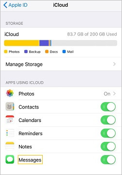 Schalten Sie die Synchronisierung von Nachrichten ein