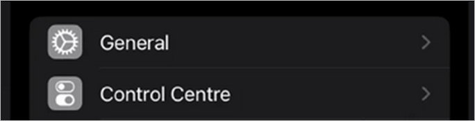 Tippen Sie auf dem iPhone auf Allgemeine Option