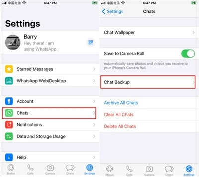 Klicken Sie auf Chat-Backup