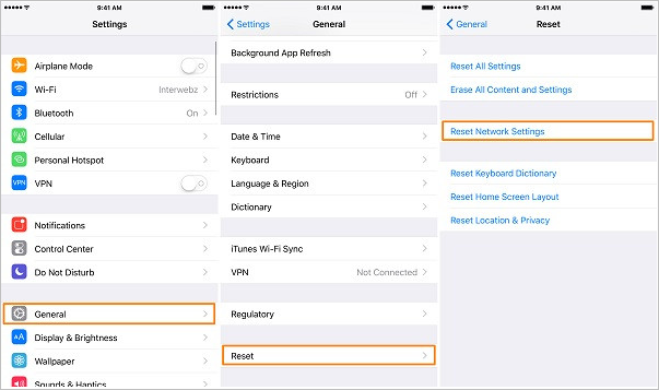 unter der Reset-Option