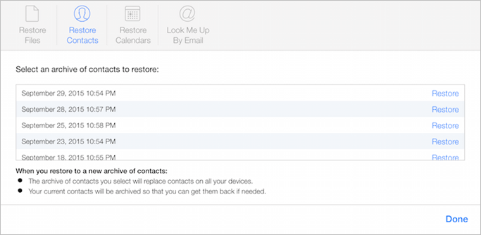 Kontakte wiederherstellen