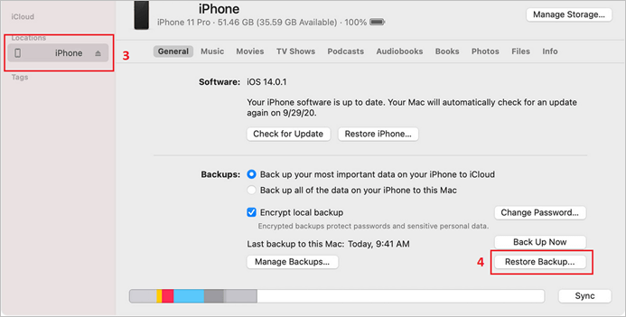 Suchen und klicken Sie auf Sicherung wiederherstellen