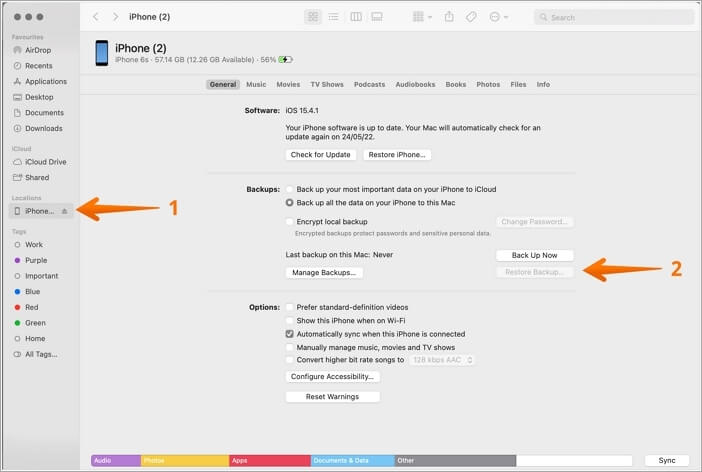 iPhone aus iTunes wiederherstellen