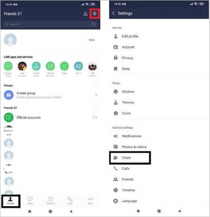 Wählen Sie das Symbol „Freunde“ > „Chats“.