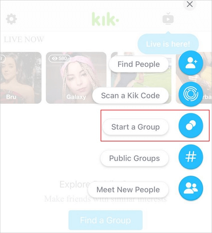 Starten Sie eine Gruppe auf Kik-Schritt 2