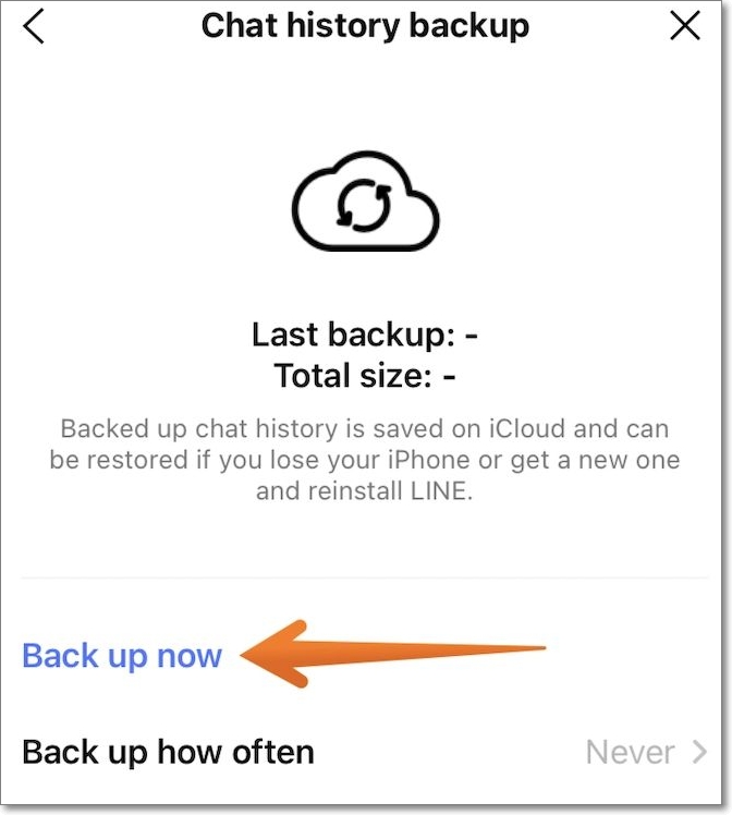 Tippen Sie jetzt auf Backup