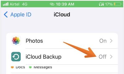 Tippen Sie auf iCloud-Backup