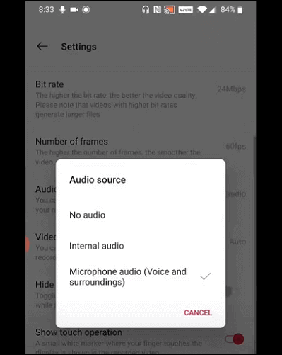 Einstellungen von AZ Screen Recorder