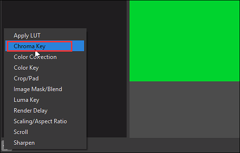 Chroma Key auswählen