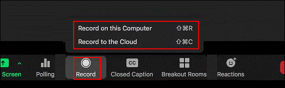 Auf Aufzeichnung im Zoom klicken