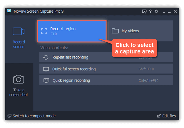 Teil des Bildschirms mit Movavi aufnehmen - Schritt 1