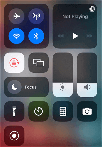 Startseite der Bildschirmaufnahme auf dem iPhone