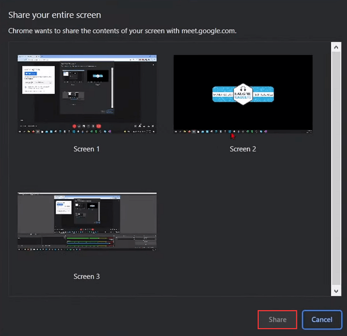 Bildschirm auf Google Meet teilen