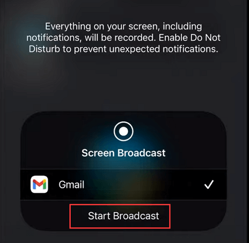 Starten Sie die Bildschirmfreigabe auf dem iPhone in Google Meet