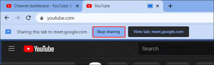 Stoppen Sie die Bildschirmfreigabe
